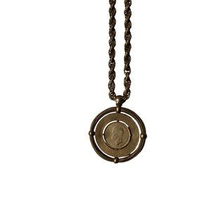 Bronze-Tone Coin Pendant Necklace for Men